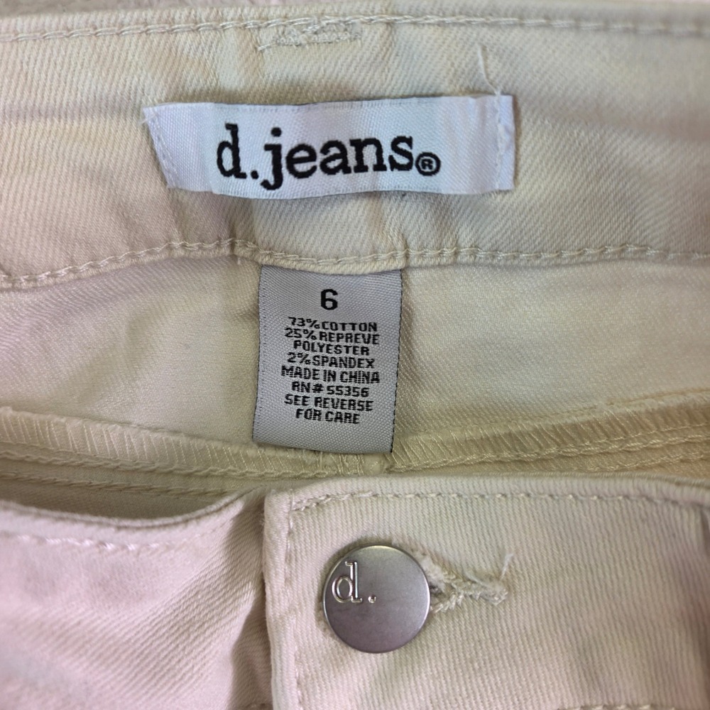 d.jeans Womens Cream Skinny Jeans Size 6 Repreve Stretch Denim Pants 3070 - Picture 7 of 8